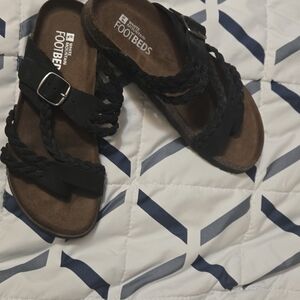 White Mountain Black Braided Sandals